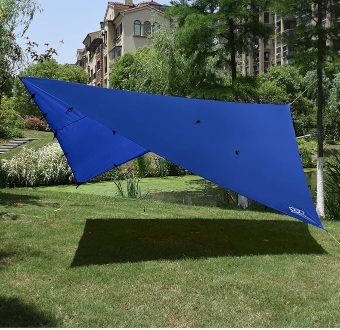 Gold Armour Rainfly Tarp Hammock, Premium 14.7ft/12ft/10ft/8ft Rain Fly Cover, Waterproof Ultralight Camping Shelter Canopy, Survival Equipment Gear Camping Tent Accessories (Blue 12ft x 10ft)