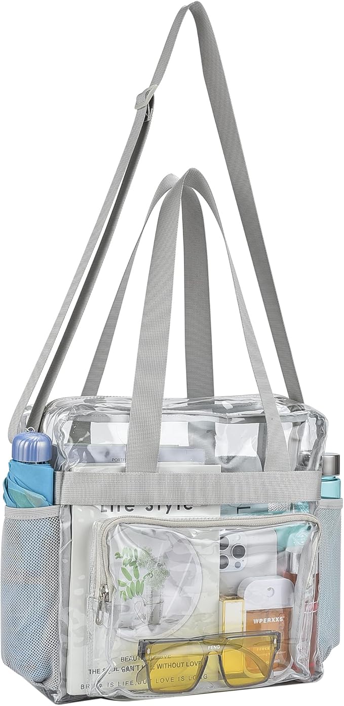 USPECLARE Clear Tote Stadium Approved, Security Travel & Gym Clear Bag for Work Sports Games Concerts