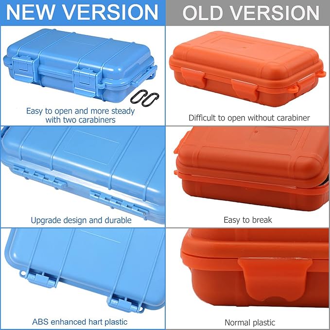 Dry Storage Box, Shockproof Waterproof Box with 2 U‑Shape Buckle, Plastic Storage Container for Cameras, Phones, Camping, Fishing, Hiking(Large-Blue)