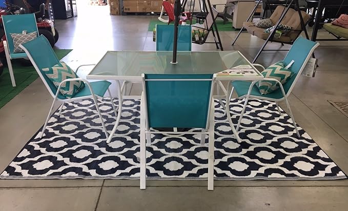 BalajeesUSA Outdoor Plastic Rugs - 6x9 Black, Reversible Recycled Plastic Straw Indoor Outdoor Patio Rugs Clearance Waterproof Large RV Camper Mats Outside 521