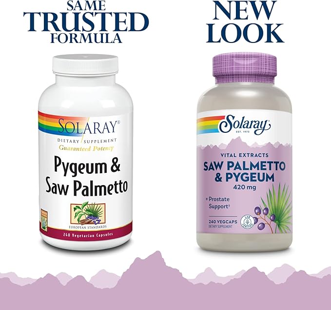 SOLARAY Saw Palmetto and Pygeum - Saw Palmetto for Men and Pygeum Bark - with Zinc, Vitamin B6, Pumpkin Seed and Amino Acids - Prostate Supplements for Men w/Beta Sitosterol, 60 Servings, 240 VegCaps