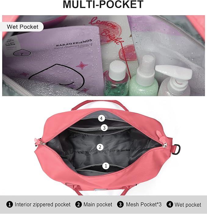 Travel Duffel Bag,Sports Tote Gym Bag,Shoulder Weekender Overnight Bag for Women
