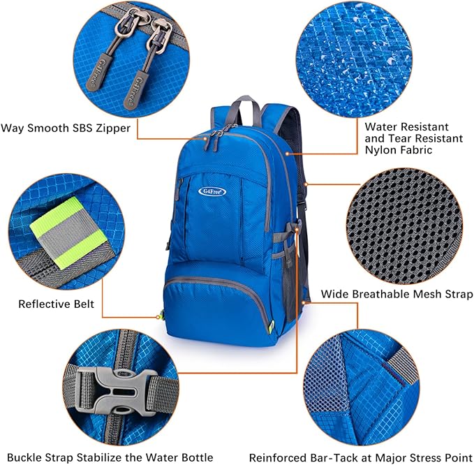 G4Free 40L Lightweight Packable Hiking Backpack, Waterproof Travel Daypack