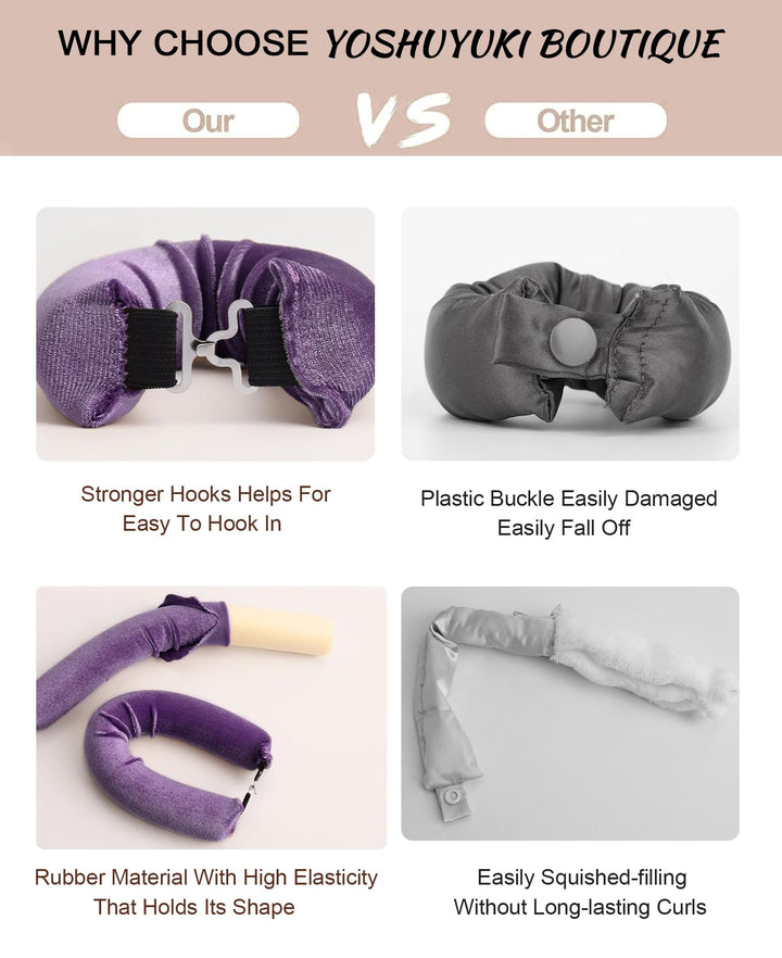 YOSHUYUKI Heatless Hair Curler to Sleep in No Heat Satin Heatless Curls Overnight Rods Curling Set Jumbo Large Foam Sponge Hair Rollers Curlers for Long Short Hair Volume Women Styling Tools Violet