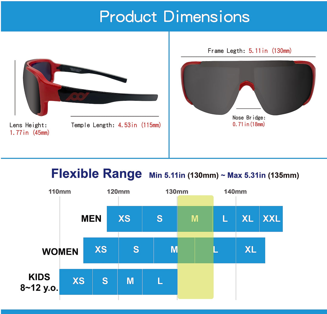 XII WY Polarized Youth Kids Sports Sunglasses Cycling Running Golf for Boys Girls