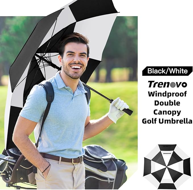 Auto Open Golf Umbrellas 62/68/72 Inch Extra Large Oversize for Business & Home, Ventilated Double Canopy Windproof Waterproof Stick Umbrella for Rain & strong wind