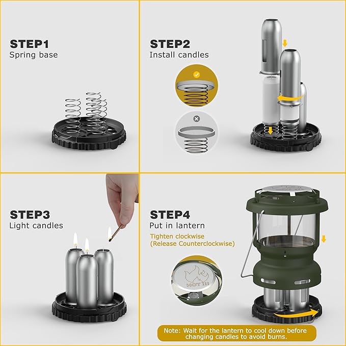 3-Wick Emergency Candle Lantern for Power Outages [18H+ Burning Time] Vintage Decorative Candle Lantern for Real Candles, Outdoor Portable Camping Survival Lighting [7.1"*5.7" - Forest Green]