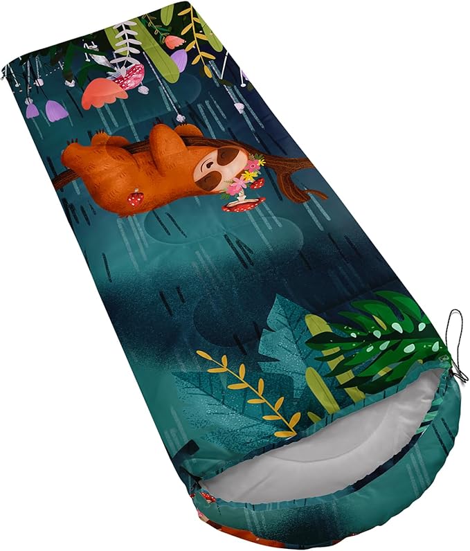 AILONEN Cartoon Fox Camping Sleeping Bag for Boys Girls Adults,Lightweight & Waterproof,3 Season Warm & Cold Weather,Portable,Kawaii Fox Printed Sleeping Bag,Traveling,Camping,Hiking