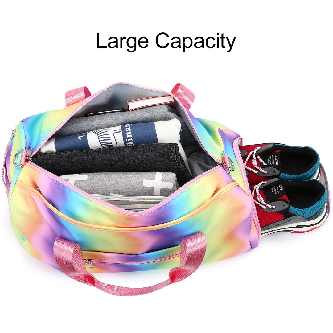 BLUBOON Duffle Bag Girls Kids Cute Gym Bag with Shoes Compartment & Wet Separation Waterproof Sports Overnight Travel Bag Dance Bag