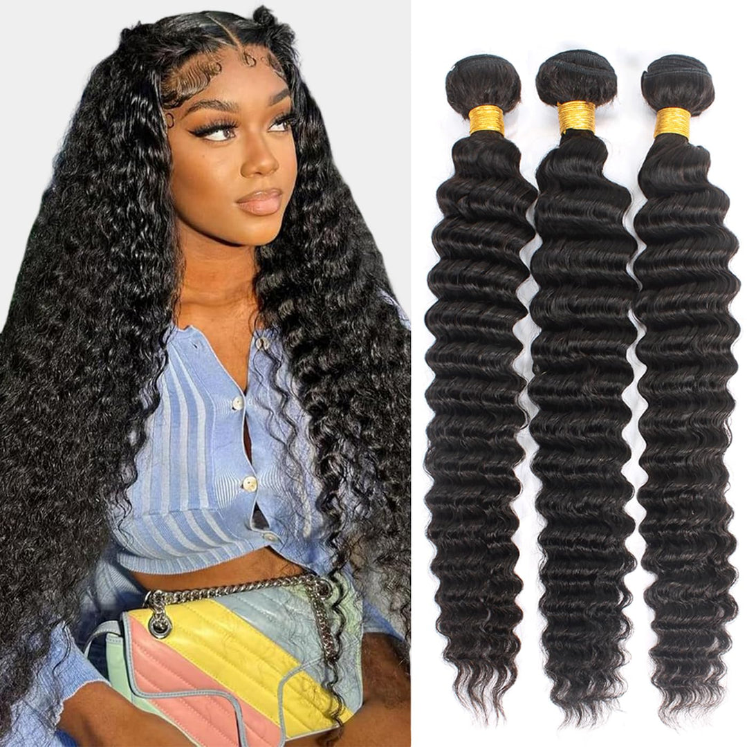 12A Deep Wave Bundles Human Hair Pineapple Wave 3 Bundles 14'' 16'' 18'' 300G 100% Unprocessed Virgin Brazilian Deep Wave Human