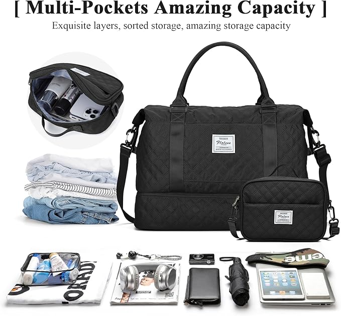 Travel Duffel Bag,Sports Tote Gym Bag,Shoulder Weekender Overnight Bag for Women