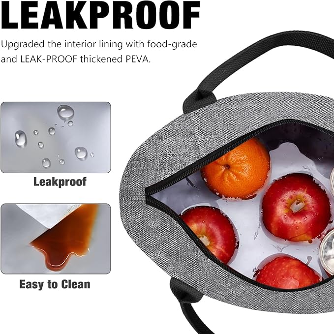 Aosbos Lunch Box for Women Lunch Bags for Adult Lunch Tote Bag Soft Cooler Bag Insulated Lunchbag Lunch Pail Lunch Kit Travel Tote Meal Prep Bento Bag Loncheras Para Mujer, Grey