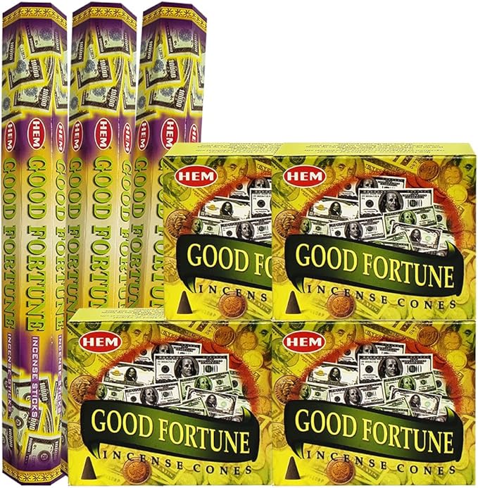 Good Fortune Incense sticks and cone incense holder variety pack bundle insence insense insienso