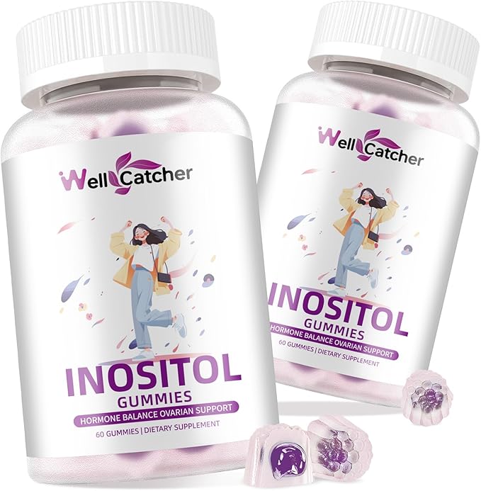 Inositol Gummies Myo-Inositol & D-Chiro Inositol Ideal 40:1 Ratio Inositol Supplement with Omega-3 Vitamin D3 Supports Healthy Ovulation Cycle Regularity Grape Flavor 2 Packs