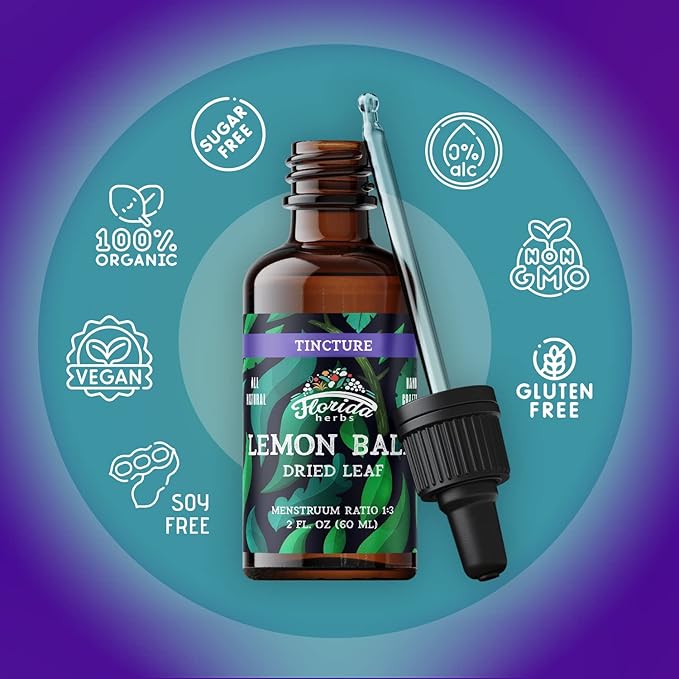 Lemon Balm Tincture - Organic Lemons Drops - Dried Lemon Balm Made in USA - Non-GMO - Lemon Balm Extract 2 Fl. Oz
