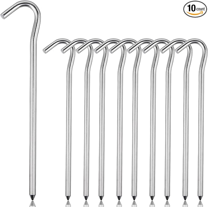 RIY 7" Camping Tent Stakes Aluminum Lightweight Camping Canopy Stakes Pegs