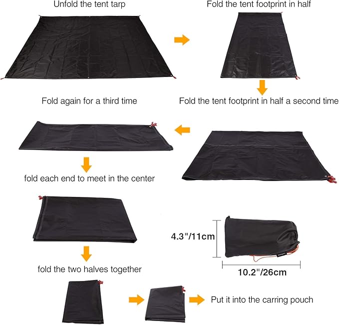 REDCAMP Ultralight Tent Footprint, PU 2000 Waterproof Camping Tent Tarp with Drawstring Carrying Bag, Waterproof Camping Tarp for Outdoor Hiking Camping