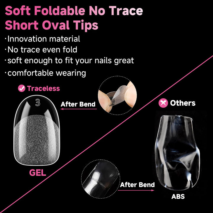 UNA GELLA 216 Pcs Square Toe Nail Tips | Soft Gel Full Cover Press-Ons