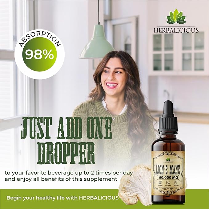 Lion’s Mane Liquid Mushroom Supplement – Premium Mushroom Extract Brain Supplement for Memory Focus, Clarity and Nerve Support – Non-Gluten and Non-GMO Supplement Lions Mane 2 Fl Oz