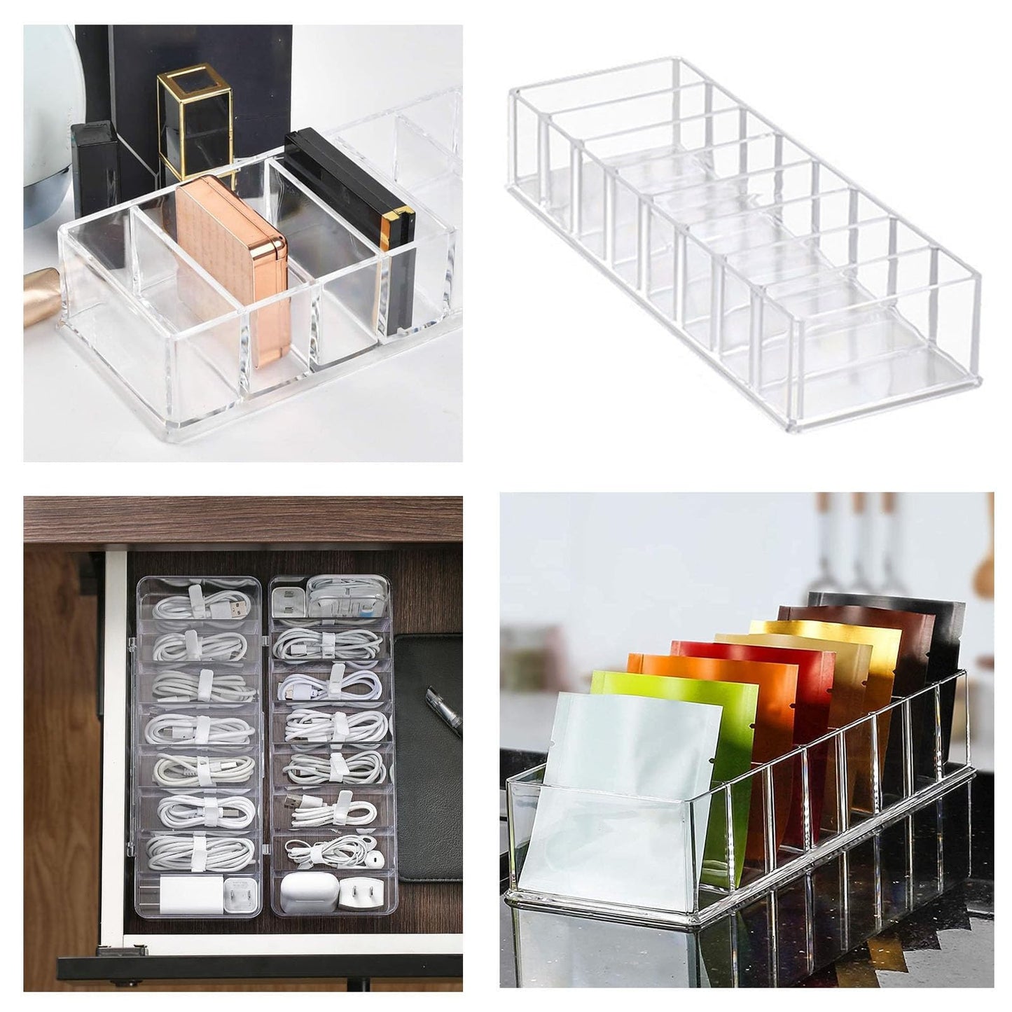 2Pcs Makeup Organiser Cosmetic Organisers Makeup Drawer Organiser Drawers Display Boxes Lipstick Organiser Make Up Organiser Tray Nail Storage Makeup Drawers Box for Dresser Vanity 8 Compartment