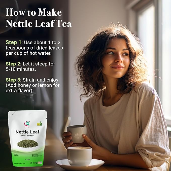 Nettle Leaves Dried 4 oz | Nettle Leaf Tea | Cut and Sifted | Stinging Nettle Herb Bulk | Non- Gmo, Ethically sourced | By Yogi's Gift®