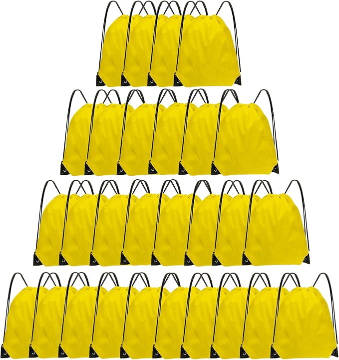 Drawstring Bags 28 PCS Drawstring Backpack Bulk String Backpack Cinch Bag Sackpack for Men Women Gym (Yellow)