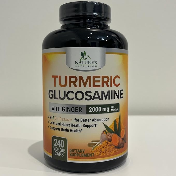 Turmeric Curcumin Supplement 2000mg with Glucosamine Chondroitin & Ginger, 95% Curcuminoids, BioPerine Black Pepper for Best Absorption, Nature's Joint Support, Non-GMO, Bottled in USA - 240 Capsules