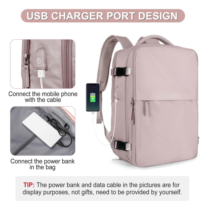 coofay Laptop Travel Backpack For Women Men Airline Approved Carry On Bags For Airplanes Underseat Luggage Backpack For Traveling On Airplane Personal Item Travel Bag For Airlines Pinkish Purple
