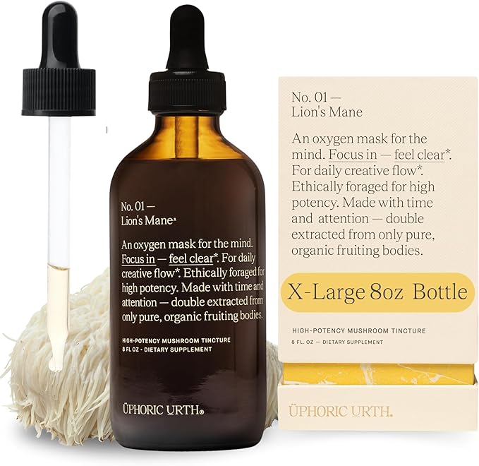 Lions Mane Extract - Double Extracted Fruitbody Mushroom Tincture, Natural Support for Mental Clarity, Brain Function, Memory, Cell Regeneration, Creativity & Mood (240 Servings)