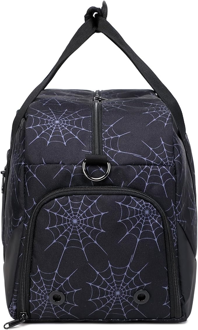 JIANYA Kids Overnight Duffle Bag Spider Sports Gym Bag with Shoe Compartment & Wet Pocket, Carry On Weekender Travel Bag, Blue