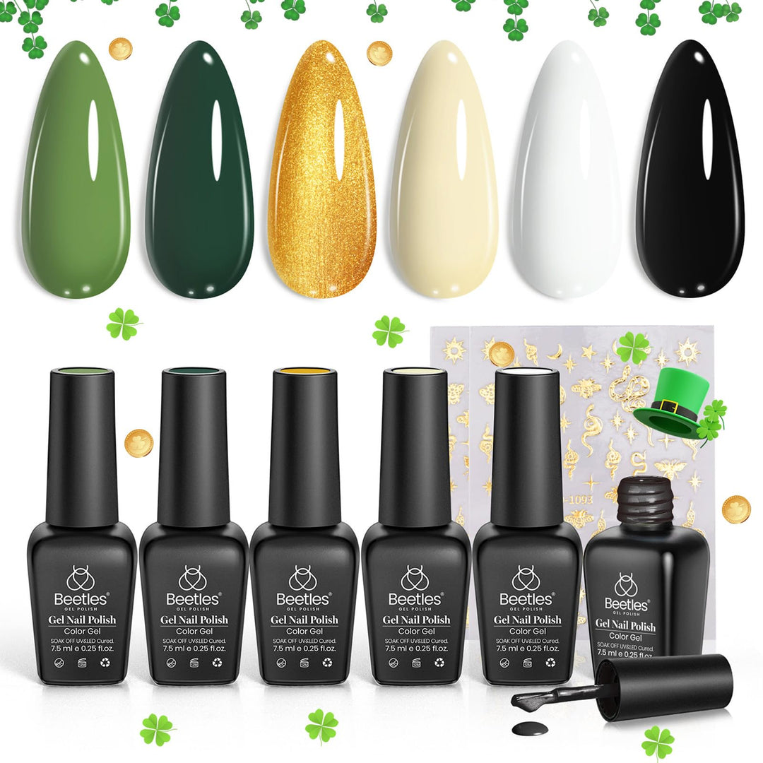 Beetles Gel Nail Polish- 6 Colors Viper 'S Kiss Collection Dark Green White Black Gel Polish Nail Design With Snake Sticker Soak