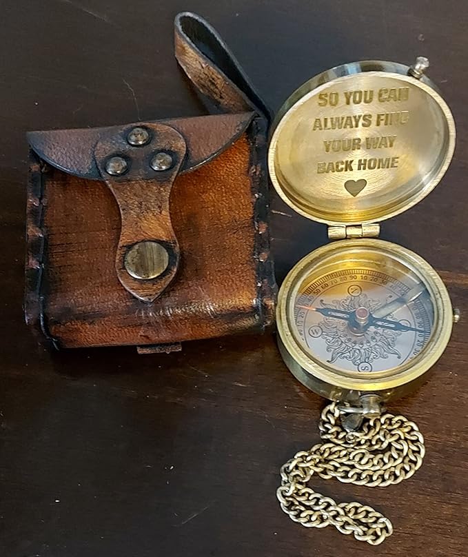 MAI Pocket Compass For Hiking, Survival Instrument Antique “So You Can Always Find Your Way Back Home” Engraved Camping Pocket Compass Nautical Compass Vintage Navigation Outdoor Compass By
