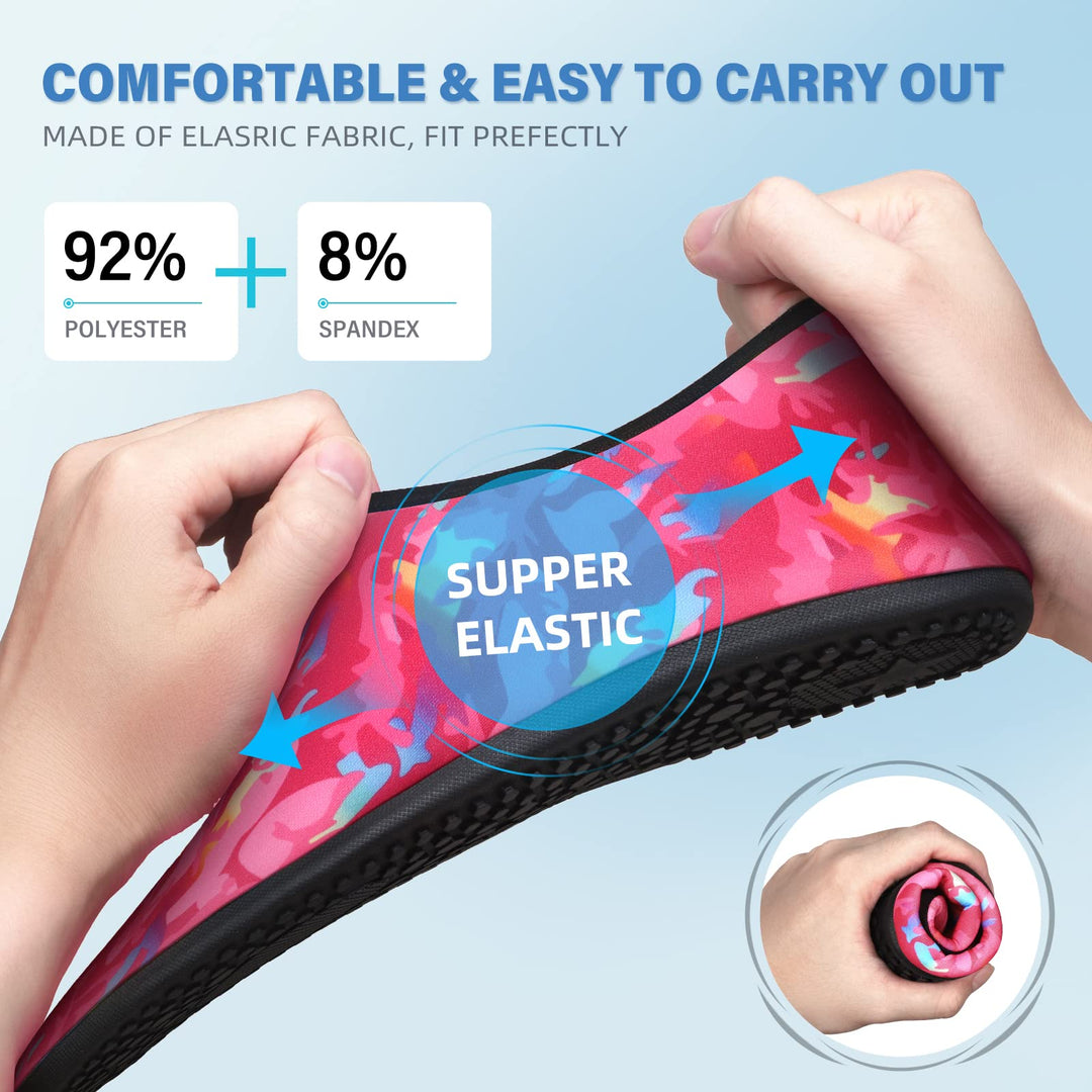 Water Socks for Women Men Adult Aqua Swim Shoes Beach River Pool Barefoot Yoga Exercise Wear Sport Accessories Quick-Dry Must Haves Size 5-6Women/4-5Men(N-Warren Rose)