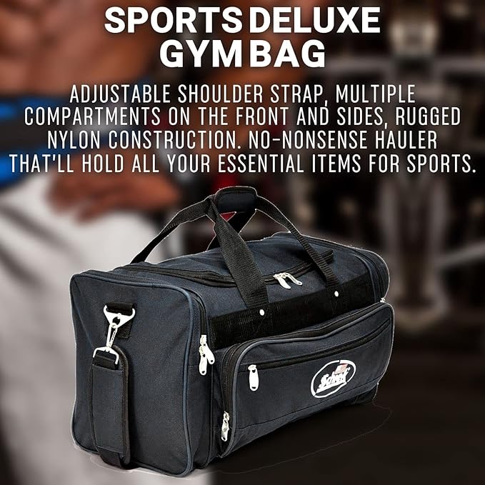 Schiek Sports Deluxe Gym Bag - Nylon Fabric Workout Bag with Adjustable Shoulder Strap