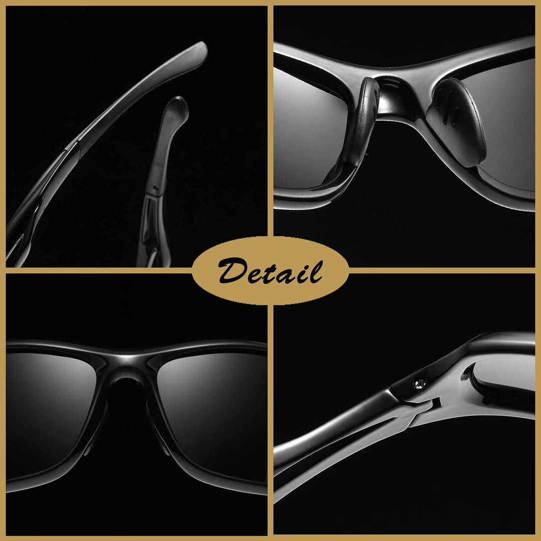 Joopin Polarized Sport Sunglasses Lightweight Wrap Around Driving Sun Glasses UV Protection Black Shades for Men Women Shady Rays