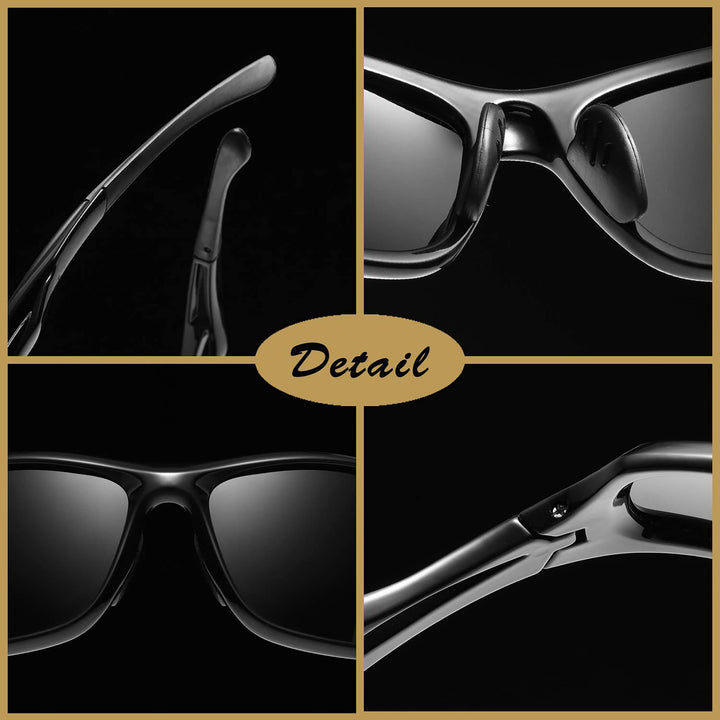 Joopin Polarized Sport Sunglasses Lightweight Wrap Around Driving Sun Glasses UV Protection Black Shades for Men Women Shady Rays