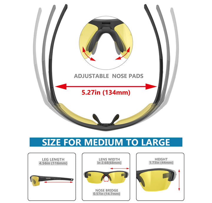QOOL TIMES Living out your J13 Polarized Night driving yellow glasses for men Women, UV400 Running Cycling Full Pack Case Pouch and Strap