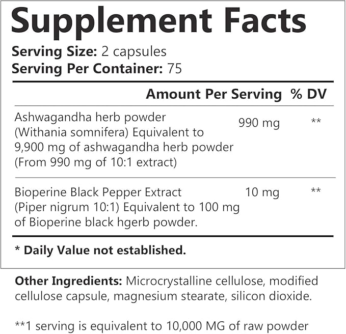 Ashwagandha 1000 MG - 150 Capsules | May Help Stress Relief*, Energy Boost*, and Immune Support* | Natural, Gluten-Free