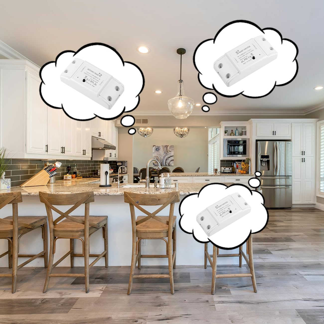 10A Smart WiFi Wireless Light Switch,Wi-Fi Light Switch Compatible with Alexa & Google Home & SmartThings,No Hub Required Support DIY Module