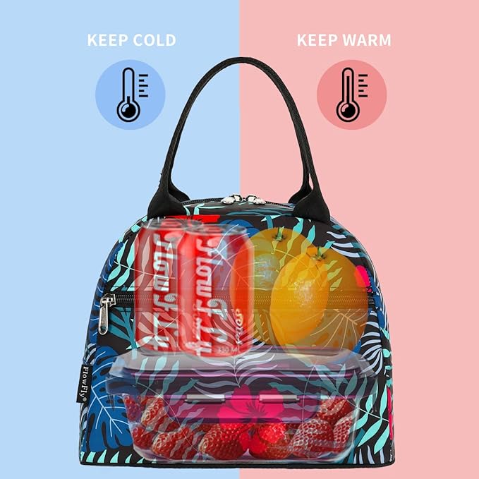 FlowFly Lunch Bag Tote Bag Lunch Organizer Lunch Holder Insulated Lunch Cooler Bag for Women/Men,Leaf