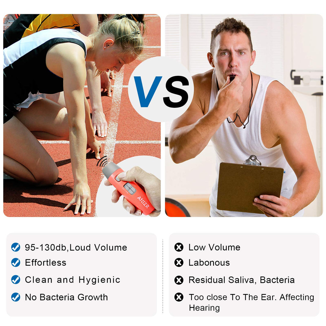 ANIZR Electronic Whistles with Lanyard,Adjustable 3 Tone & 3 High Volume Hand Emergency Whistle Basketball Referee Whistle for Coach,Teacher,Police,Outdoor Camping Boating Hiking,Red (with Battery)