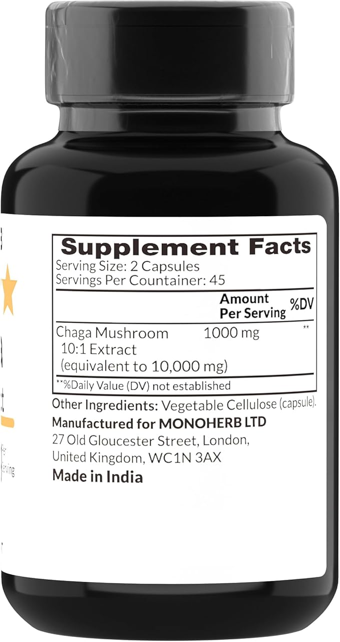 Chaga Mushroom Extract 1000 mg - 90 Vegetarian Capsules