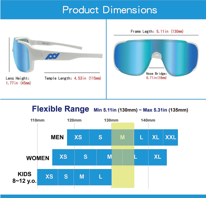 XII WY Polarized Youth Kids Sports fit over Sunglasses Cycling Running Golf for Boys Girls