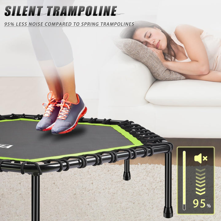 Gielmiy 48‘’Mini Trampoline for Adults，Silent rebounder Trampoline with 3 Adjustable Handle，Indoor/Garden/Workout Cardio,Safely Cushioned Bounce（Max Load 330lbs）
