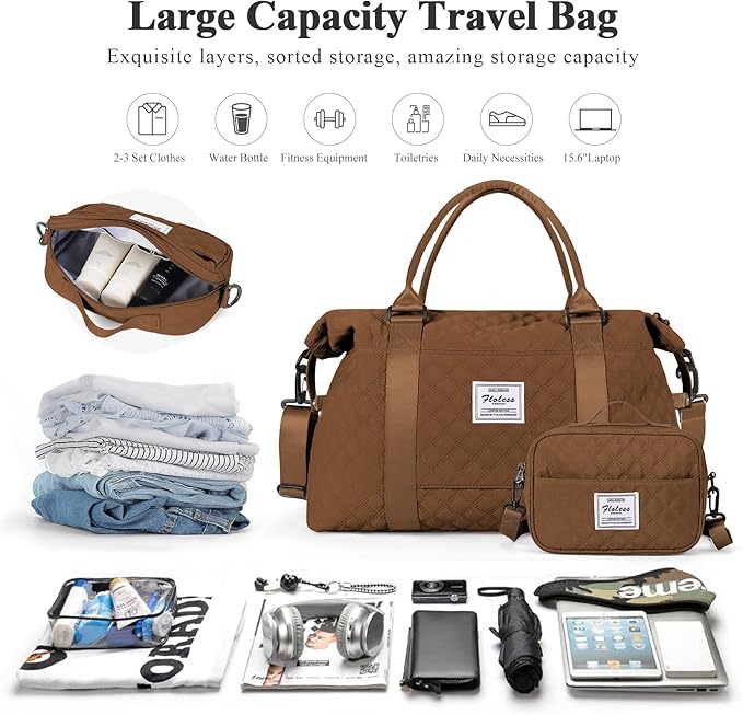 Travel Duffel Bag,Sports Tote Gym Bag,Shoulder Weekender Overnight Bag for Women