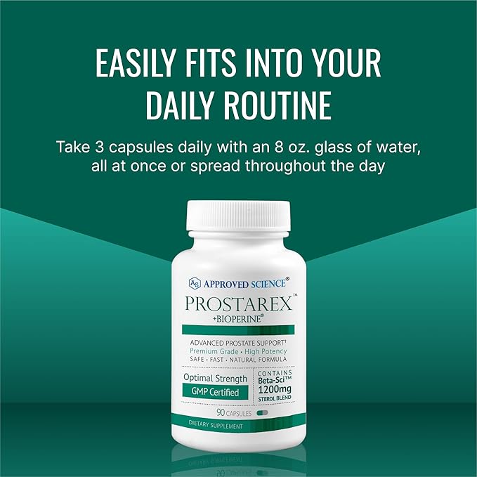 Approved Science Prostarex - Prostate Supplement - Saw Palmetto, 1200mg Beta-Sitosterol, Bioperine - 270 Capsules - 3 Month Supply