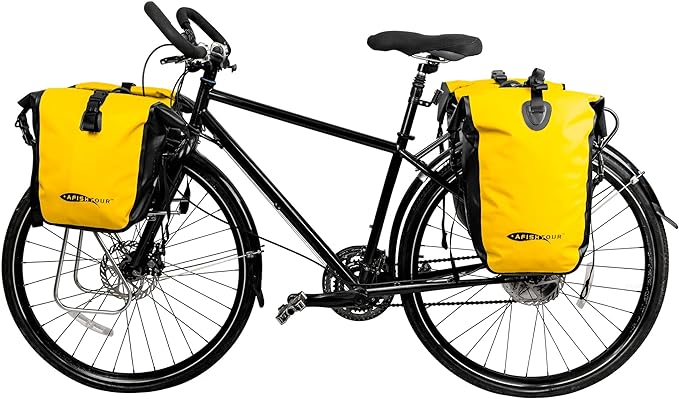 Waterproof Bike Pannier - 15L Saddle Bag for Bicycle Rear Rack - Bike Bag for Grocery, Laptop (Yellow,1 PCS)