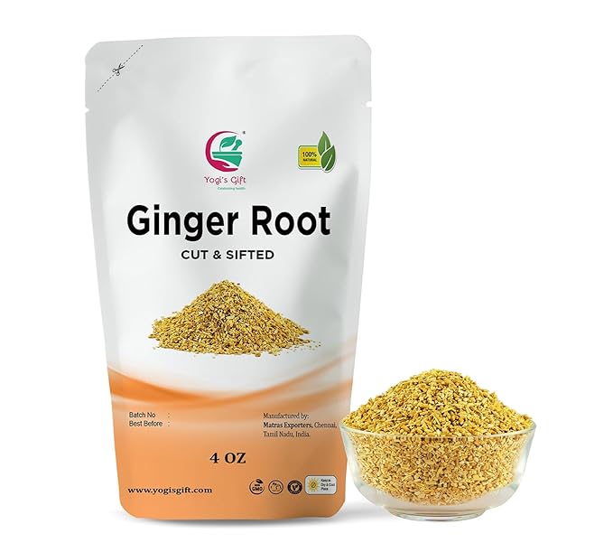 Dried Ginger Root 4 oz | Cut and Sifted Dried Ginger Pieces | As Spicy as Fresh | Flavourful Indian Spice |100% Pure and Natural For Making Flavourful Tea | By Yogi's Gift®