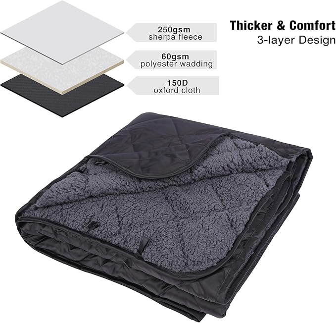 REDCAMP Large Camping Blanket with Sherpa Lining, Cold Weather Warm Outdoor Blanket Windproof for Camping Stadium, Machine Washable 59"x 79"