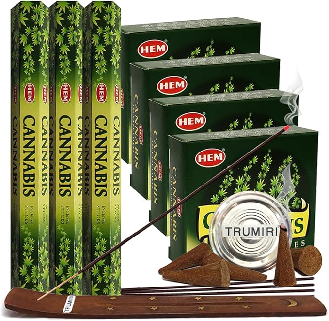 Cannabis Incense Sticks and Cone Incense Holder Variety Pack Bundle insence insense insienso